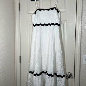 Elegant White Maxi Dress with Black Accents